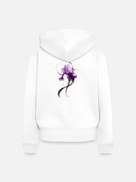 Lila Iris Blüte Elegante Blumenkunst - Frauen Premium Bio Zip Hoodie - Weiß