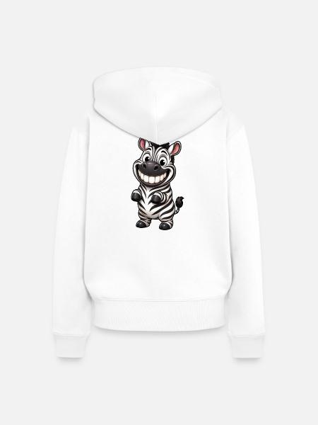 Lustiges Grinsen Zebra Comic Cartoon - Frauen Premium Bio Zip Hoodie - Weiß
