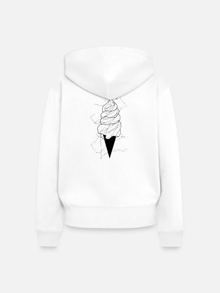 Eiscreme Line Art - Frauen Premium Bio Zip Hoodie - Weiß