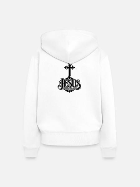 Jesus Kreuz - Frauen Premium Bio Zip Hoodie - Weiß