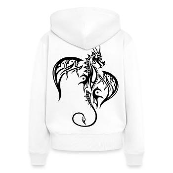 Dragon avec des ailes. - Sweat à capuche zippé Premium bio Femme - blanc - Dos - AI Model Female 172 light (172cm)