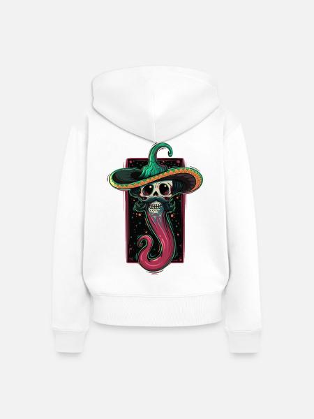 Calavera Picante – Würziger Schädel - Frauen Premium Bio Zip Hoodie - Weiß