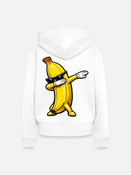 Dabbing Banane - Frauen Premium Bio Zip Hoodie - Weiß