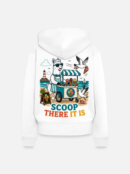Scoop There It Is – Lama Eisdiele - Frauen Premium Bio Zip Hoodie - Weiß