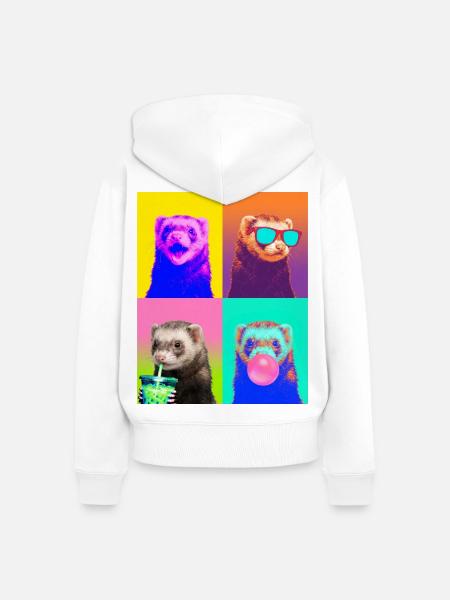 Ferret Frettchen - Frauen Premium Bio Zip Hoodie - Weiß