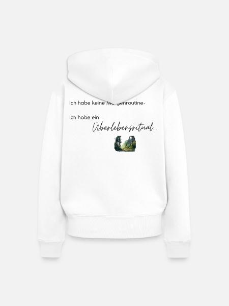 LIEBEVOLL Morgenroutine Wald - Frauen Premium Bio Zip Hoodie - Weiß