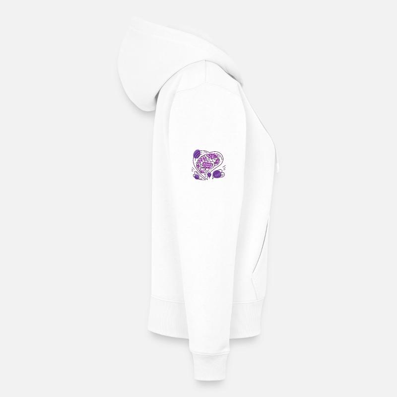 purple heart brain epilepsy awareness Women's Premium Organic Zip Hoodie