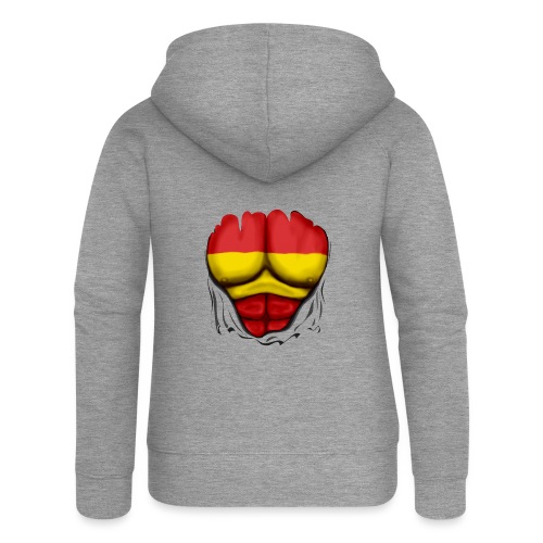 España Flag Ripped Muscles six pack chest t-shirt - Women's Premium Hooded Jacket