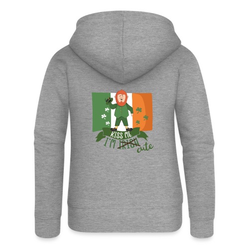 Kiss Me I'm Irish and Cute - Funny Leprechaun - Women's Premium Hooded Jacket