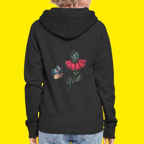 Flying butterfly with flowers - Women's Premium Hooded Jacket