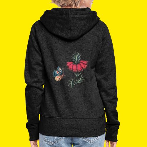 Vliegende vlinder met bloemen - Vrouwenjack met capuchon Premium