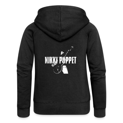 NIKKI PUPPET Gitarrist und Logo weiss - Frauen Premium Kapuzenjacke