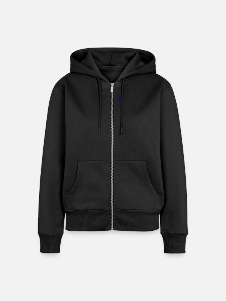 Herz (Umriss, 1c) - Frauen Premium Bio Zip Hoodie - Schwarz