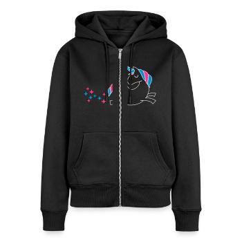 unicorn - Einhorn Sternenstaub - Frauen Premium Bio Zip Hoodie - Schwarz - Vorne - Julia (174cm)