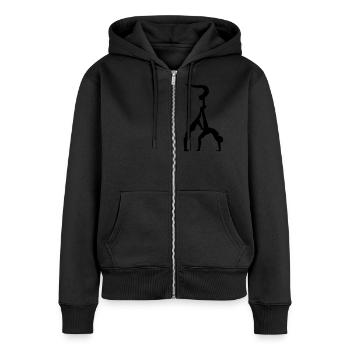 Acrobatique - Acrobatics - Sweat à capuche zippé Premium bio Femme - noir - Devant - Julia (174cm)