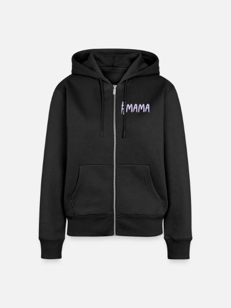 #MAMA - Frauen Premium Bio Zip Hoodie - Schwarz