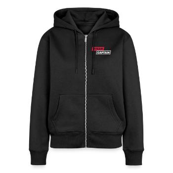 #CAPITAINE D'EQUIPE - Sweat à capuche zippé Premium bio Femme - noir - Devant - Julia (174cm)