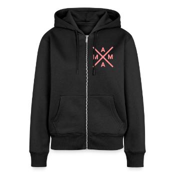 MAMA - Frauen Premium Bio Zip Hoodie - Schwarz - Vorne - Julia (174cm)