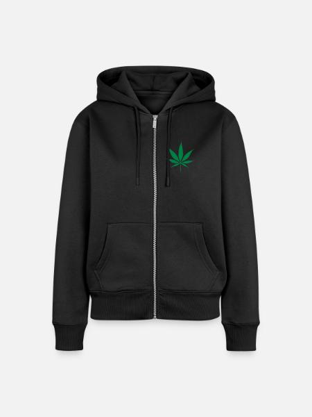 weed leaf - Frauen Premium Bio Zip Hoodie - Schwarz