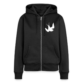Tattoo Swallows Design Oldschool Birds Freedom - Frauen Premium Bio Zip Hoodie - Schwarz - Vorne - Julia (174cm)