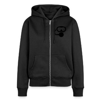 Logo de plongée sous-marine - Sweat à capuche zippé Premium bio Femme - noir - Devant - Julia (174cm)