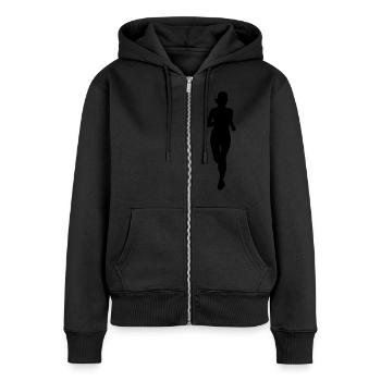 Läuferin, laufen - Frauen Premium Bio Zip Hoodie - Schwarz - Vorne - Julia (174cm)