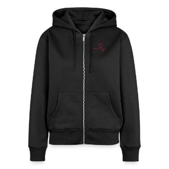 One Line Herz - Frauen Premium Bio Zip Hoodie - Schwarz - Vorne - Julia (174cm)