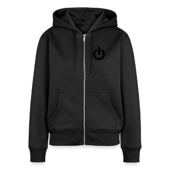 Power Switch Button Electric Technology Gift - Women's Premium Organic Zip Hoodie - black - Front - Julia (174cm)