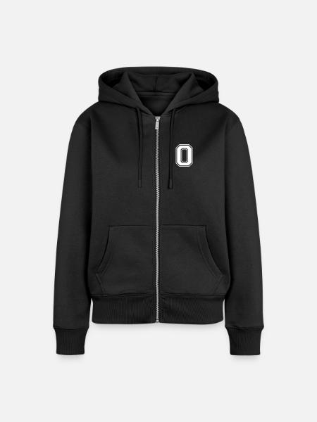 o - Frauen Premium Bio Zip Hoodie - Schwarz