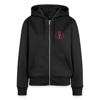 Ankh égyptien symbole de la vie - Sweat à capuche zippé Premium bio Femme - noir - Devant - Julia (174cm)