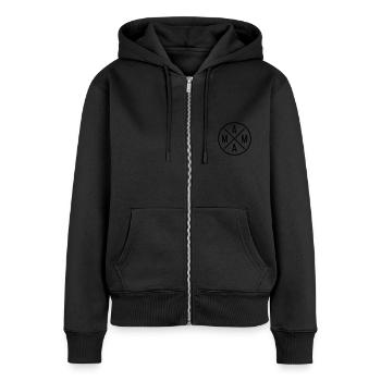 Mama Kreis mit Kreuz / Farbwechsel - Frauen Premium Bio Zip Hoodie - Schwarz - Vorne - Julia (174cm)
