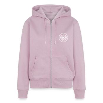 Mom 25 Kreis mit Herz Mama Muttertag - Frauen Premium Bio Zip Hoodie - Altrosa - Vorne - Julia (174cm)