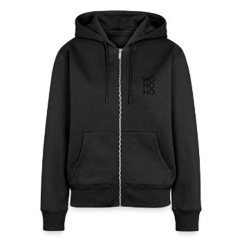 Hohoho - Frauen Premium Bio Zip Hoodie - Schwarz - Vorne - Julia (174cm)