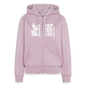 L'été craint qu'il laisse la neige - Sweat à capuche zippé Premium bio Femme - rose poudré - Devant - Julia (174cm)