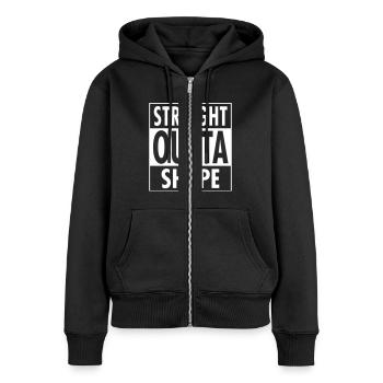 Straight Outta Shape - Frauen Premium Bio Zip Hoodie - Schwarz - Vorne - Julia (174cm)