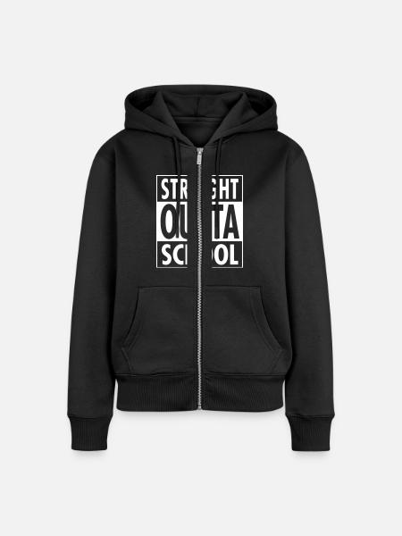 Straight Outta School - Frauen Premium Bio Zip Hoodie - Schwarz