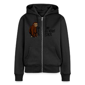 Nap all day sleep all night party never - Frauen Premium Bio Zip Hoodie - Schwarz - Vorne - Julia (174cm)