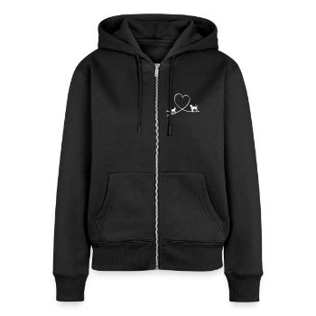 Katze und Hund - Frauen Premium Bio Zip Hoodie - Schwarz - Vorne - Julia (174cm)