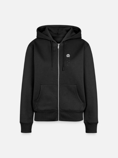 Mikrofon Silhouette Design - Frauen Premium Bio Zip Hoodie - Schwarz