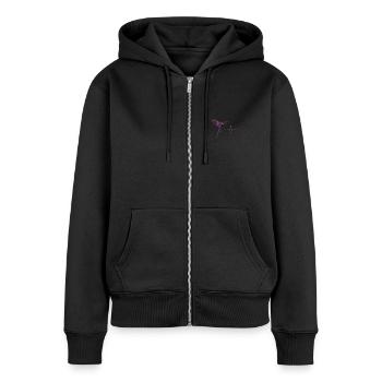 Battement de coeur effet colibri - Sweat à capuche zippé Premium bio Femme - noir - Devant - Julia (174cm)