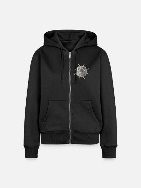 Symbolisches Silbermedaillon - Frauen Premium Bio Zip Hoodie - Schwarz