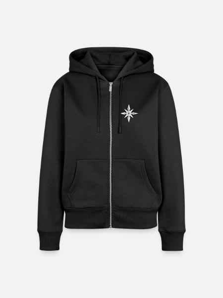 Kompass Stern - Frauen Premium Bio Zip Hoodie - Schwarz