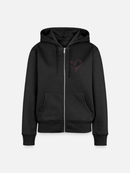 Liebesherz (Black Glow) - Frauen Premium Bio Zip Hoodie - Schwarz