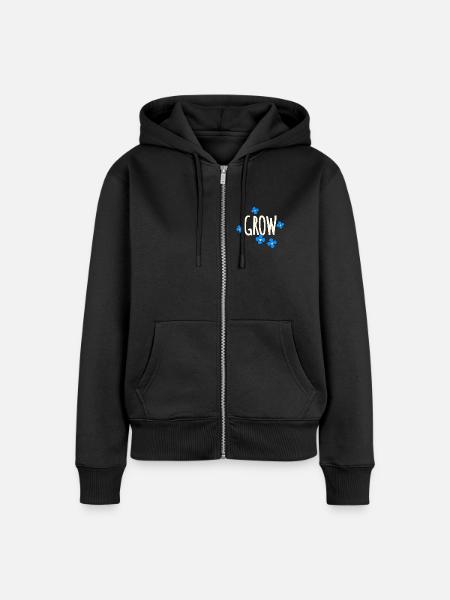 Blumenmuster Grow - Frauen Premium Bio Zip Hoodie - Schwarz