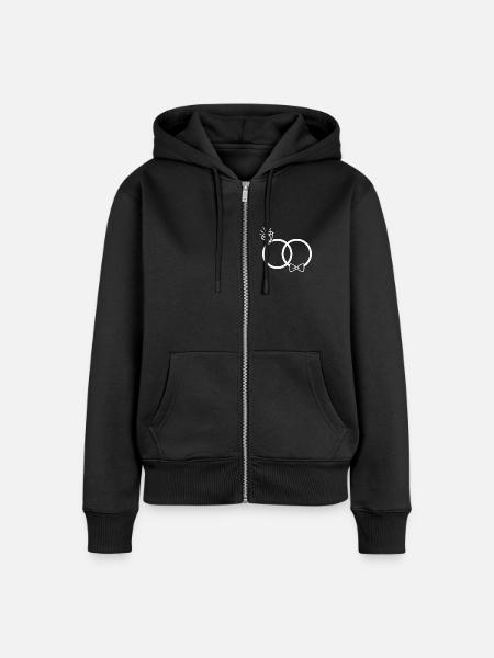 Eheringe - Frauen Premium Bio Zip Hoodie - Schwarz