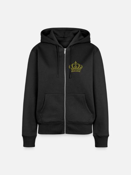 Krone - Frauen Premium Bio Zip Hoodie - Schwarz