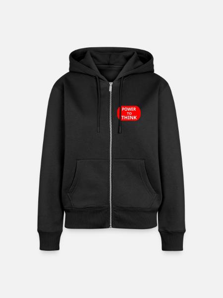 power_to_think - Frauen Premium Bio Zip Hoodie - Schwarz