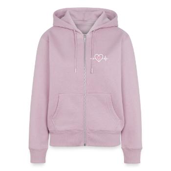 Herz + Roséwein – Passion Rosé - Frauen Premium Bio Zip Hoodie - Altrosa - Vorne - Julia (174cm)