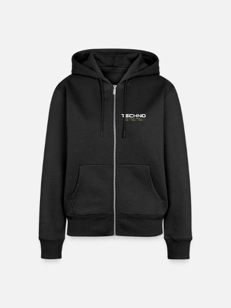 Techno No Sleep Mode - Frauen Premium Bio Zip Hoodie - Schwarz