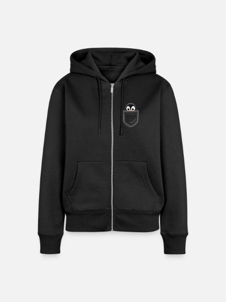 Pinguin - Frauen Premium Bio Zip Hoodie - Schwarz